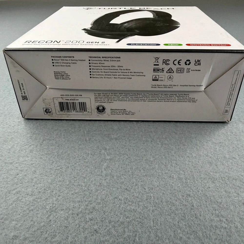 Turtle Beach Recon 200 Gen 2 Gaming Headset Unisex OS Black Wired Amplified
